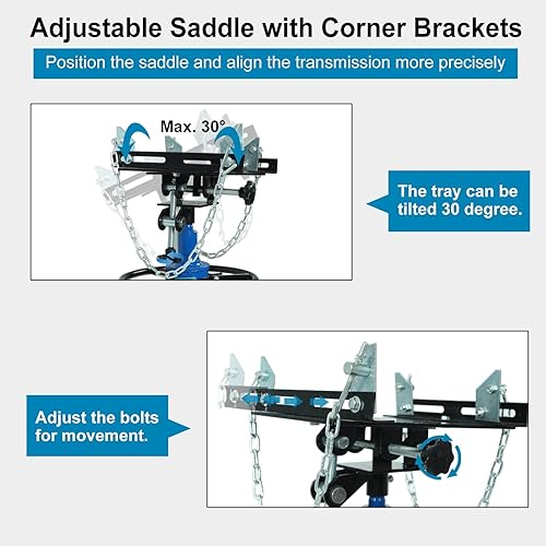 Miniatura 5 de BLACKHORSE-RACING Gato de transmisión, gato telescópico hidráulico de 2 etapas de 1660 libras/0.75 toneladas con pedal de pie, elevación de altura