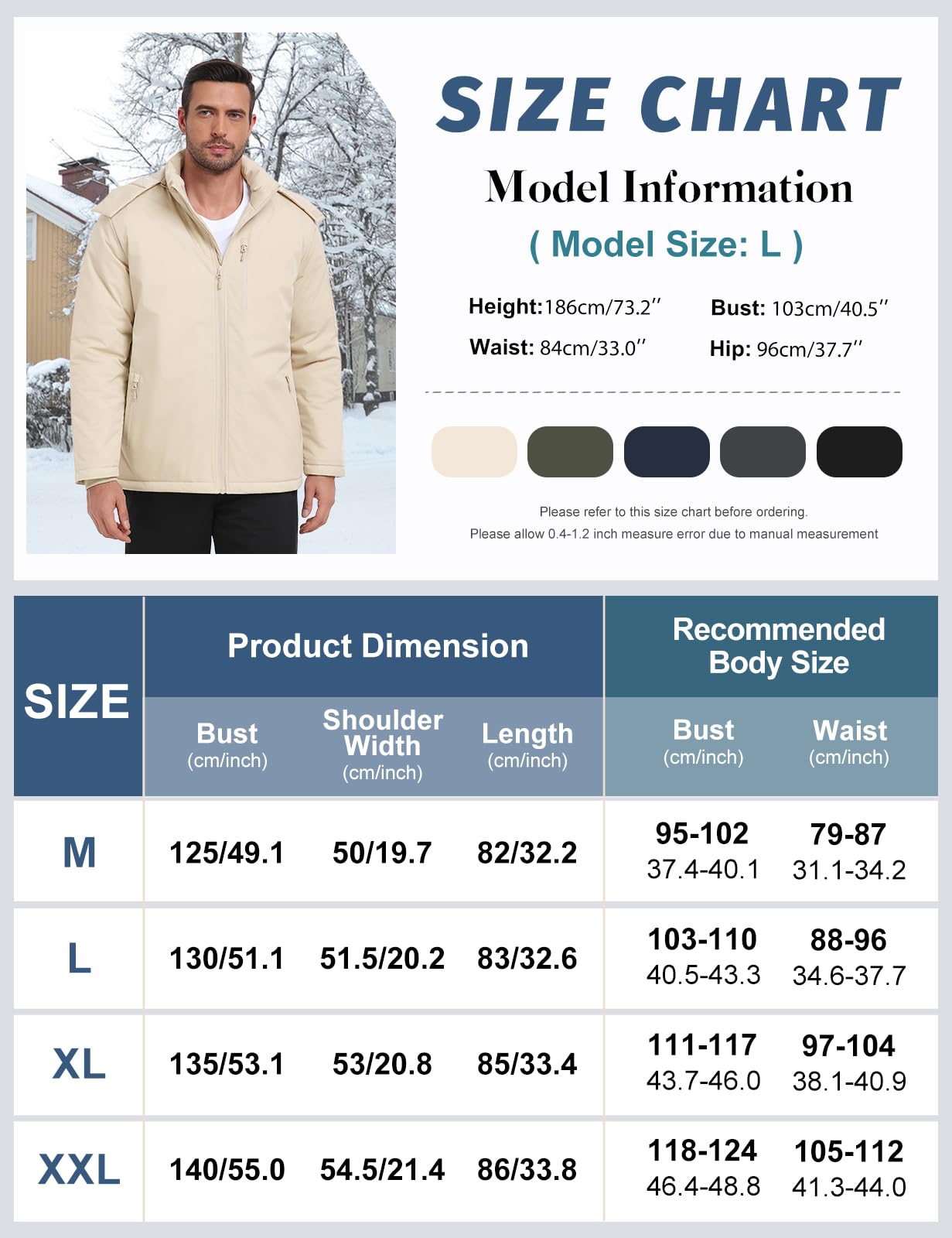 Voqeen Chaqueta Hombre Invierno Repelente Softshell Abrigo Con Capucha Chaqueta Plumas Para Senderismo Cazadora Acolchada Aislante Ligero Al Aire Libre De Montaña