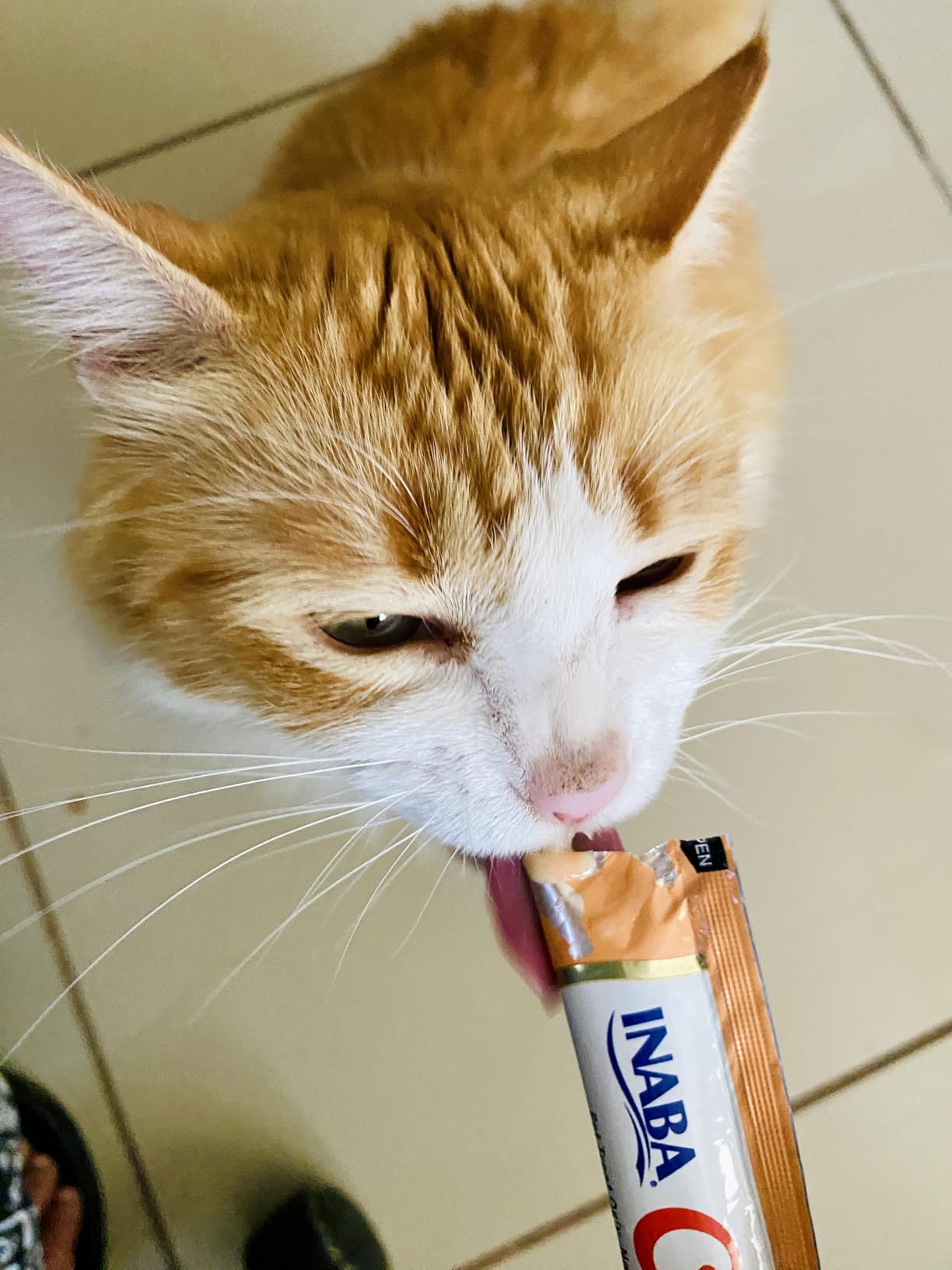 INABA Churu Cat Treats, Grain-Free, Lickable, Squeezable Creamy Purée Cat Treat/Topper with Vitamin E & Taurine, 0.5 Ounces Each Tube, 50 Tubes, Tuna & Chicken Variety photo review