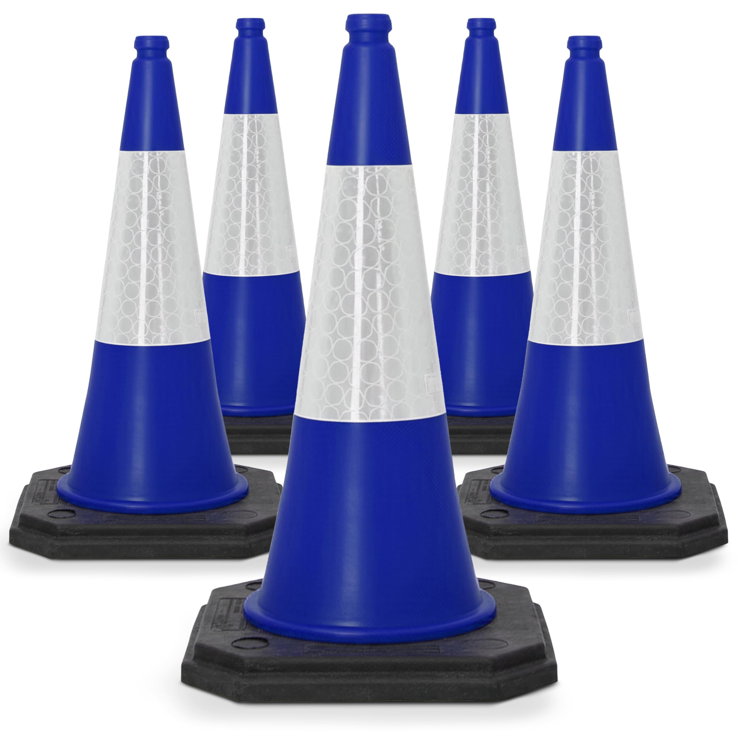Street Solutions UK Blue - Conos de tráfico de 750 mm, paquete de 5, conos de carretera resistentes, grandes, resistentes al viento, alta reflectividad, sin aparcamiento