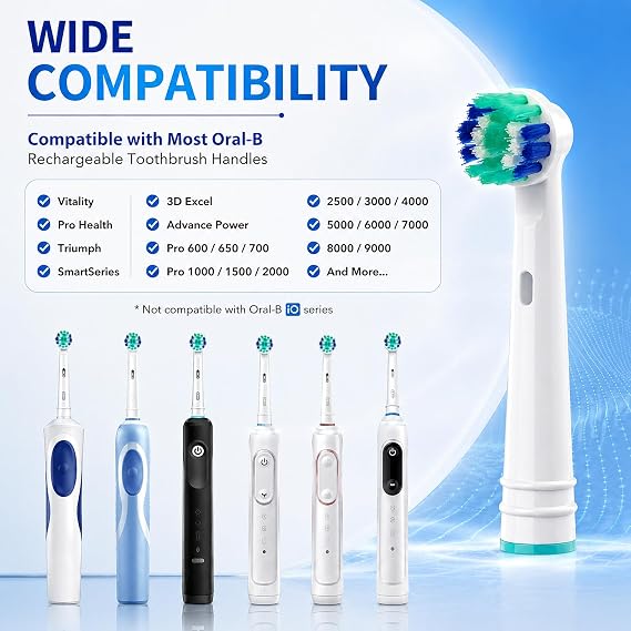 8PCS Round Electric Toothbrush Head, Oral-B Round Replacement Electric Toothbrush Heads, Suitable for Most Braun Oral-B Electric Toothbrushes, Effective Deep Oral Cleaning and Plaque Removal(White)