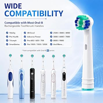 8PCS Round Electric Toothbrush Head, Oral-B Round Replacement Electric Toothbrush Heads, Suitable for Most Braun Oral-B Electric Toothbrushes, Effective Deep Oral Cleaning and Plaque Removal(White)