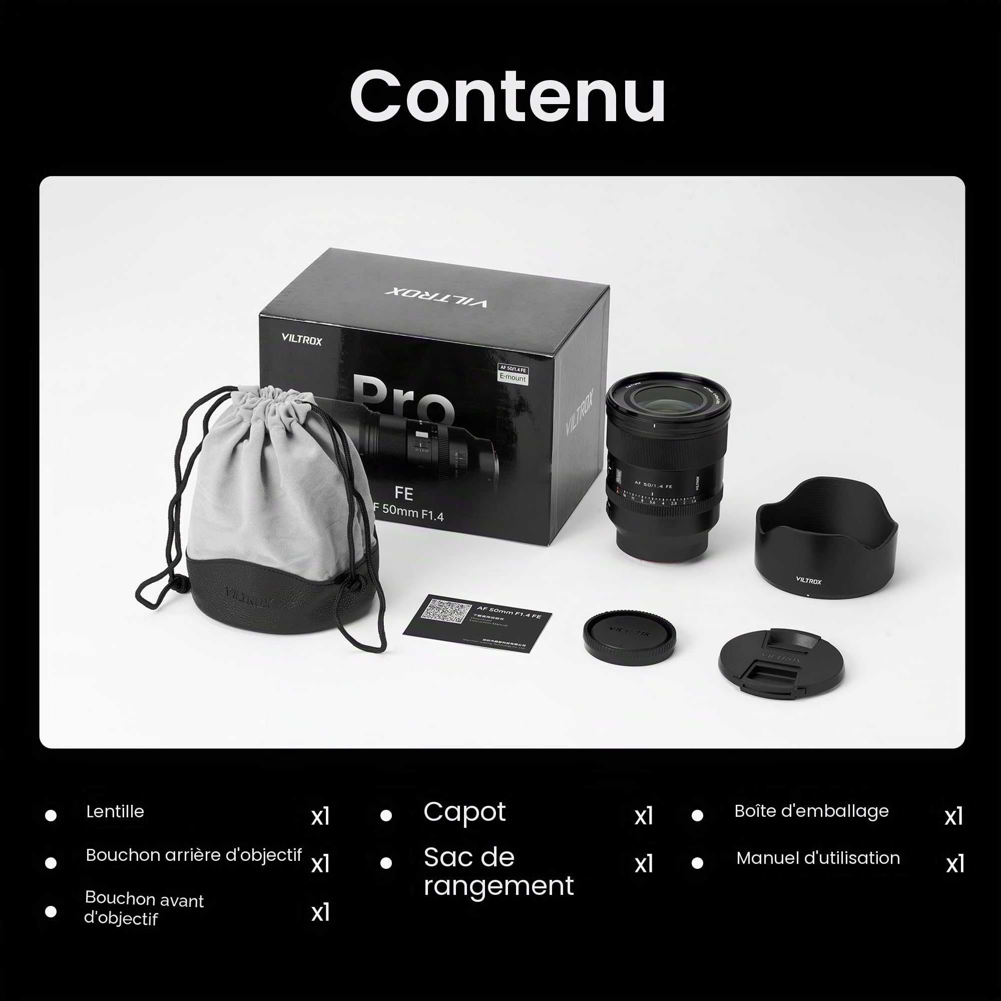 VILTROX Objectif AF 50 mm F1.4 Pro pour Sony FE Full Frame Auto Focus Prime Lens
