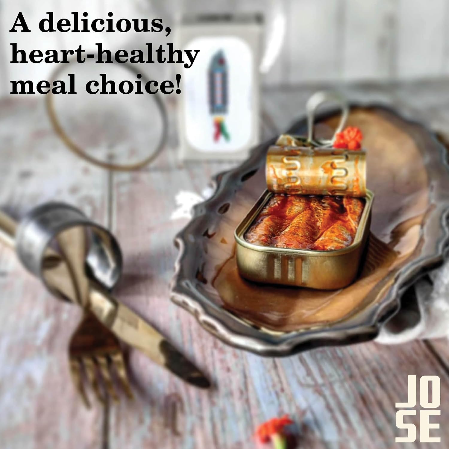 Canned Small Sardines in Tomato Sauce by Jose Gourmet, Wild Caught Portuguese Sardines, Tinned Fish in Tomato Sauce, High Protein Sustainable Seafood, Omega 3, Fair Trade, 90g Can
