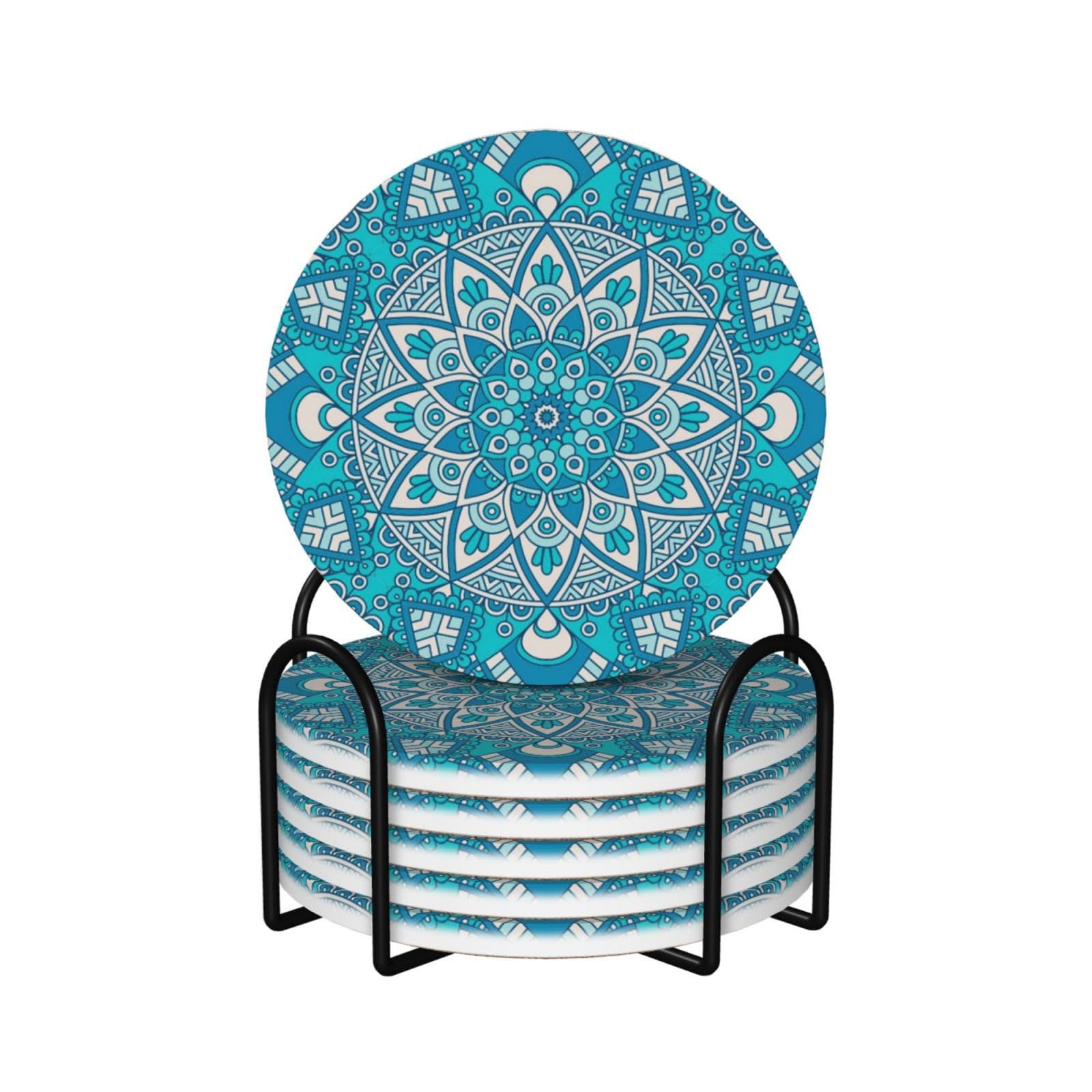 Dessous de verre mandala fleurs lot de 6, cadeau idéal mariage et maison