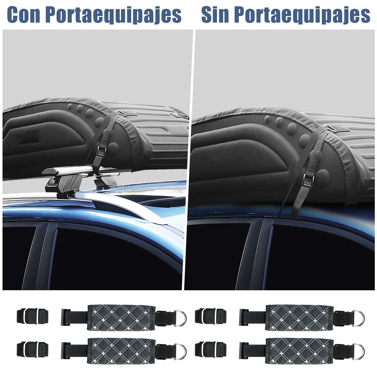 GYMAX Cofre de Techo Plegable 15 pies/400 litros, Material Impermeable 3000MM, Bolsa de Techo para Coche con 4 Correas de Sujeción y Bolsa, Apto para Coches sin Portaequipajes, Negro