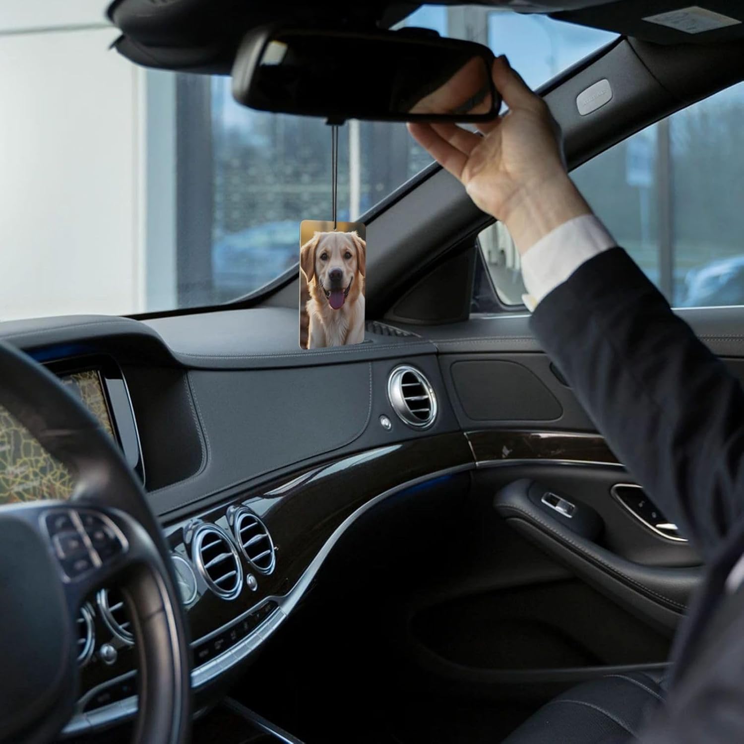 Car Air Freshener 24 PCS Labrador Retriever Dog Hanging Car Air Fresheners Auto Interior Decor Card Freshener Strong Scented Card Lavender Cars Scents for Office Bedroom Close Drawer Rectangle