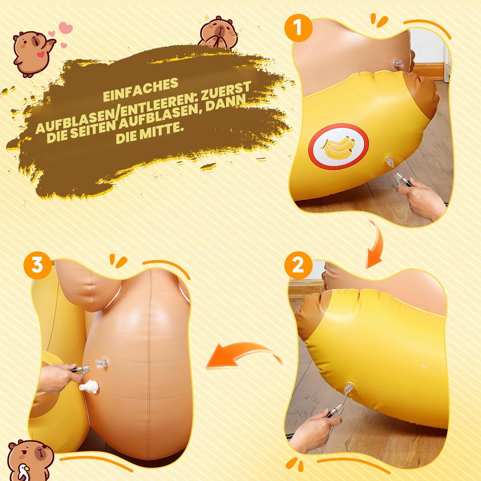 Capybara Aufblasbarer Schwimmring mit Wassersprinkler für Pool & Sommerparty