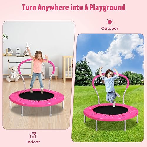Miniatura 10 de Lyromix 36Inch Kids Trampoline for Toddlers with Handle, Indoor Mini Trampoline for Kids, Small Rebounder Trampoline, Adult Fitness Trampoline for