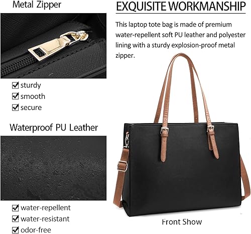 Miniatura 2 de Laptop Bag for Women Waterproof Lightweight Leather 15.6 Inch Computer Tote Bag Business Office Briefcase Large Capacity Handbag Shoulder Bag
