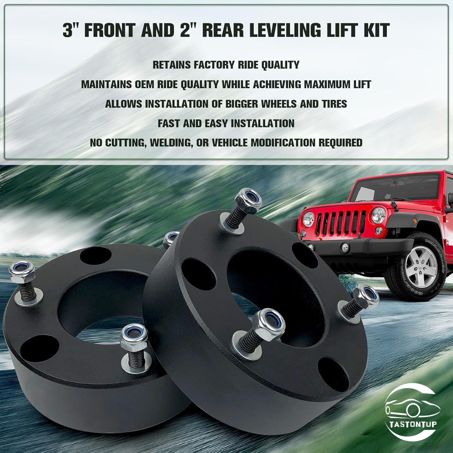 3'' Front 2'' Rear Leveling Lift Kit for 2007-2024 Chevy Silverado/GMC Sierra 1500 2WD 4WD, 3 Inch Front and 2 Inch Rear Strut Spacer Suspension Lift Kits Lift Spacers