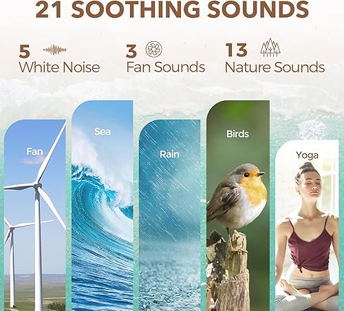 Miniatura 7 de ANJANK Reloj despertador con máquina de sonido ultra con altavoz Bluetooth, 21 sonidos relajantes, 7 luces nocturnas, 0-100% atenuadortemporizador
