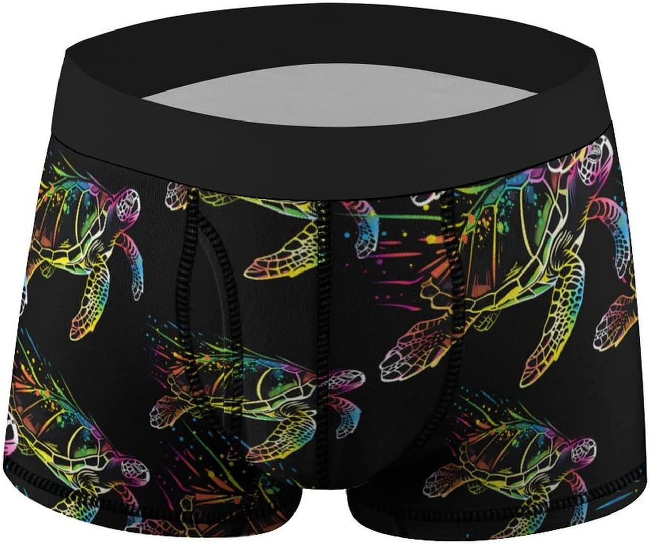 Rainbow Sea Turtle Neon Men's Boxer Briefs Novelty Underwear Trunks Short Underpants
