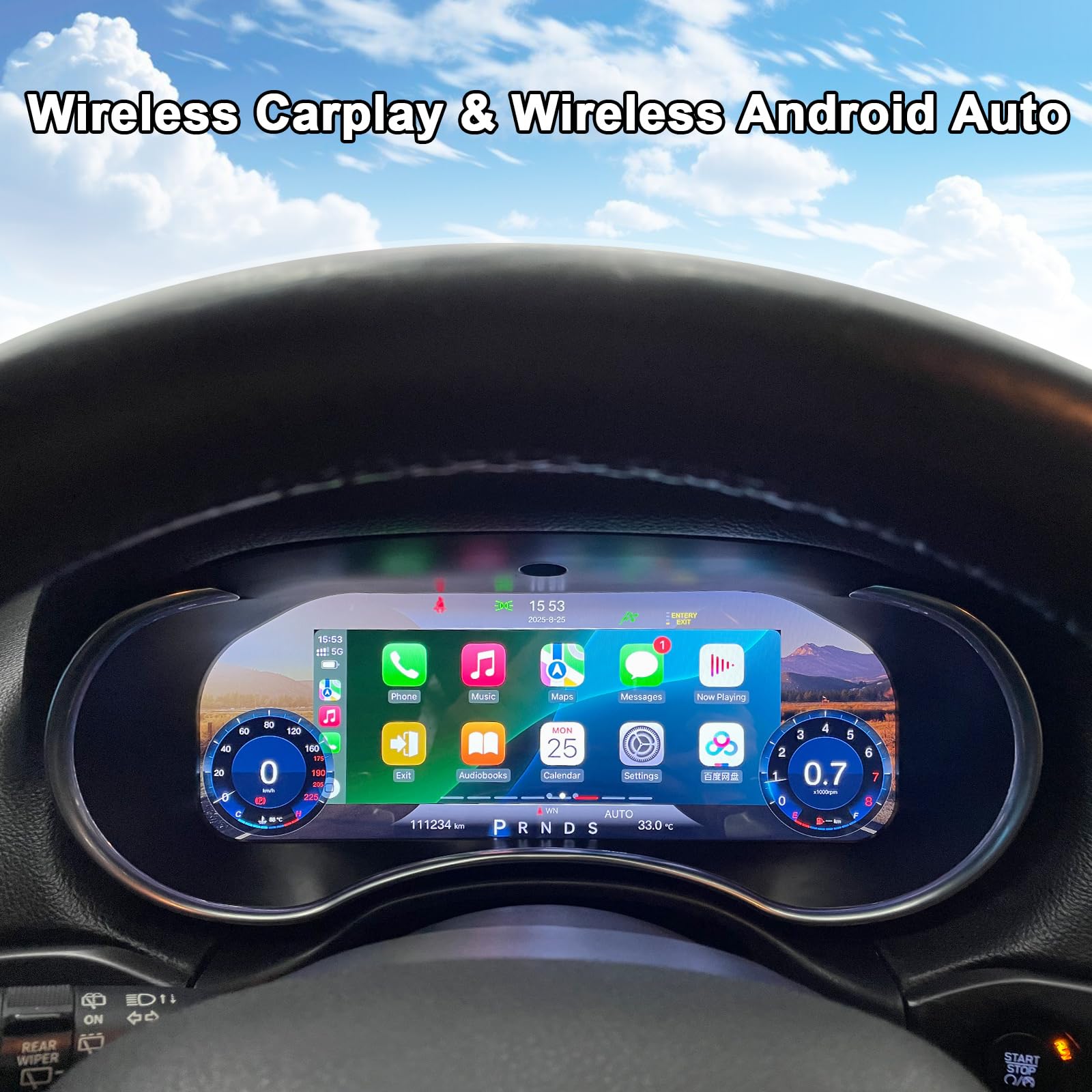 Quadro strumenti digitale da 12,3 pollici per Jeep Grand Cherokee 2014-2020, tachimetro per cruscotto, Carplay Android Auto, LCD