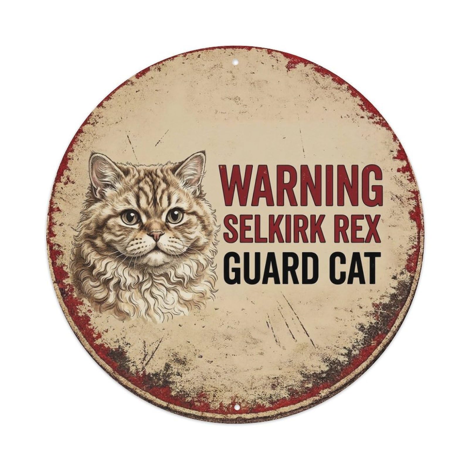 Tgrcjimh Style Metal Tin Sign Vintage Warning Selkirk Rex Cat
