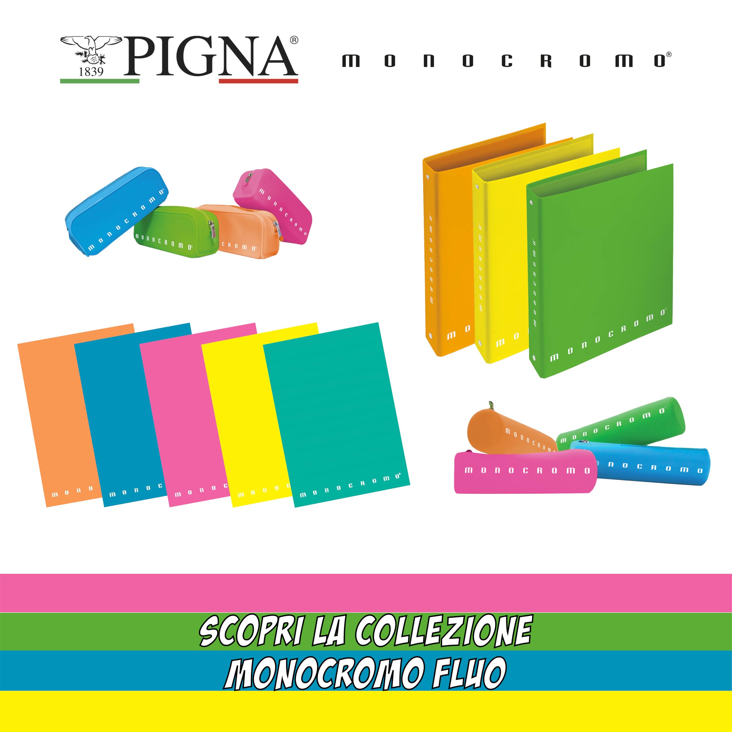 Pigna, Porta PC MONOCROMO FLUO,rosa