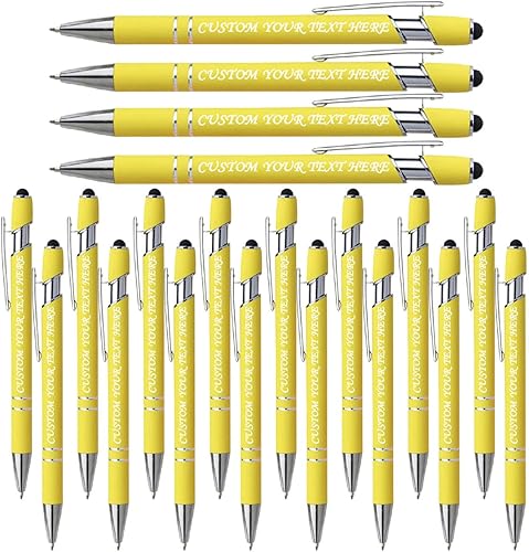20 bolígrafos personalizados a granel, bolígrafo personalizado, bolígrafo grabado con nombre, logotipo, lápiz capacitivo para pantallas táctiles, a