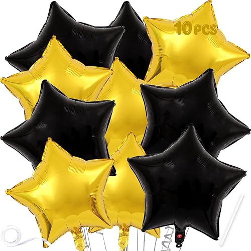 Miniatura 22 de Globos de estrella rosa de 18 pulgadas, 10 unidades de globos metálicos de aluminio de helio de Mylar en forma de estrella rosa caramelo para Globos