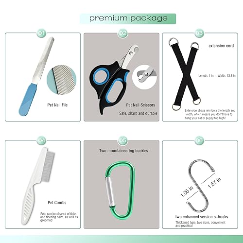 Miniatura 10 de Hamaca de aseo para gatos y perros con cinturón de seguridad para cortar uñas, aseo, bolsa de baño para gatos para recortar uñas de gato y cuidado