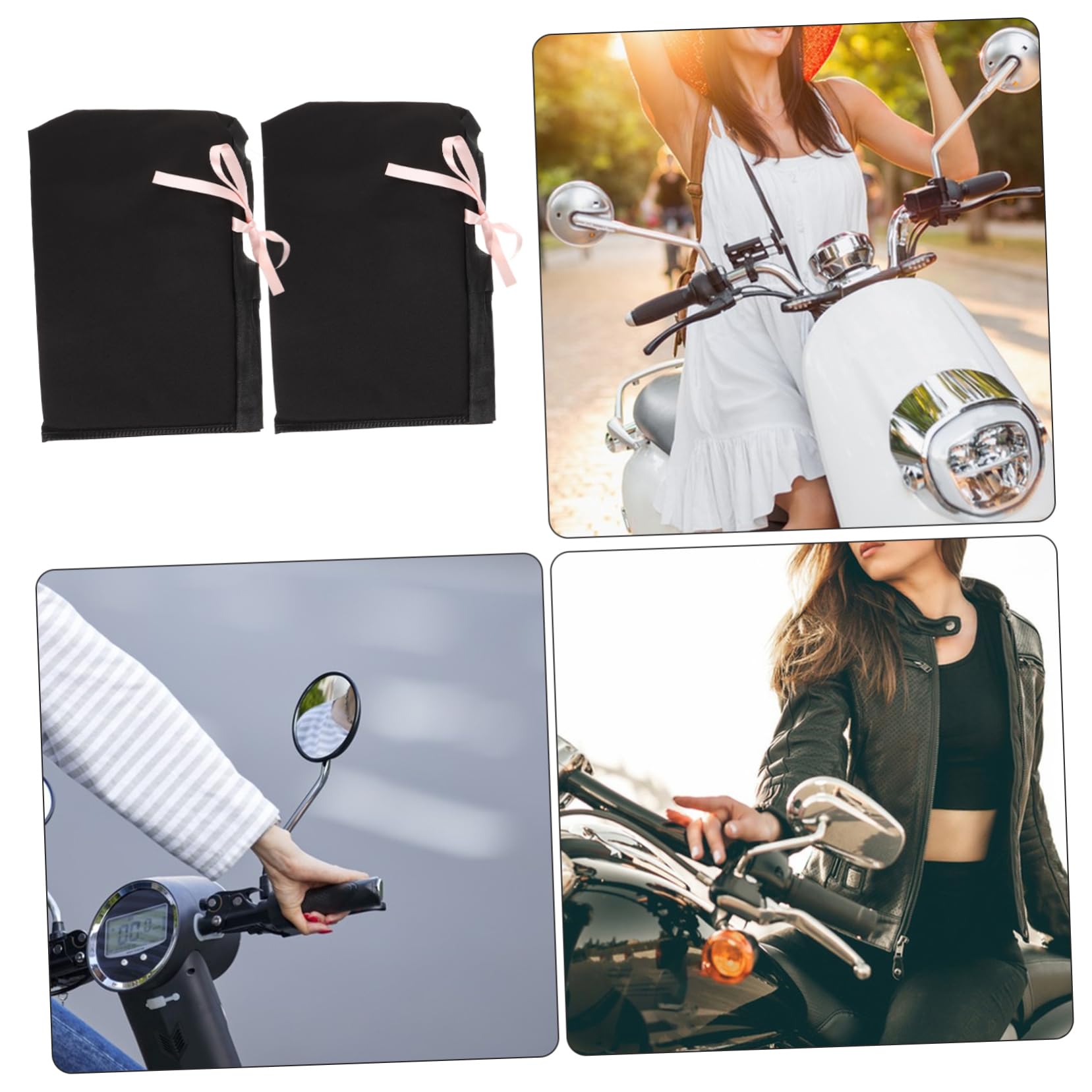 KOMBIUDA Guanti da Manubrio per Moto, Manicotti Termici Neri in Pelle e Peluche, Antivento, Protezione dal Freddo per Mani e Articolazioni, | Peluche e Limitation Leather, Antivento per Mani e Articolazioni, Guida su Motociclette