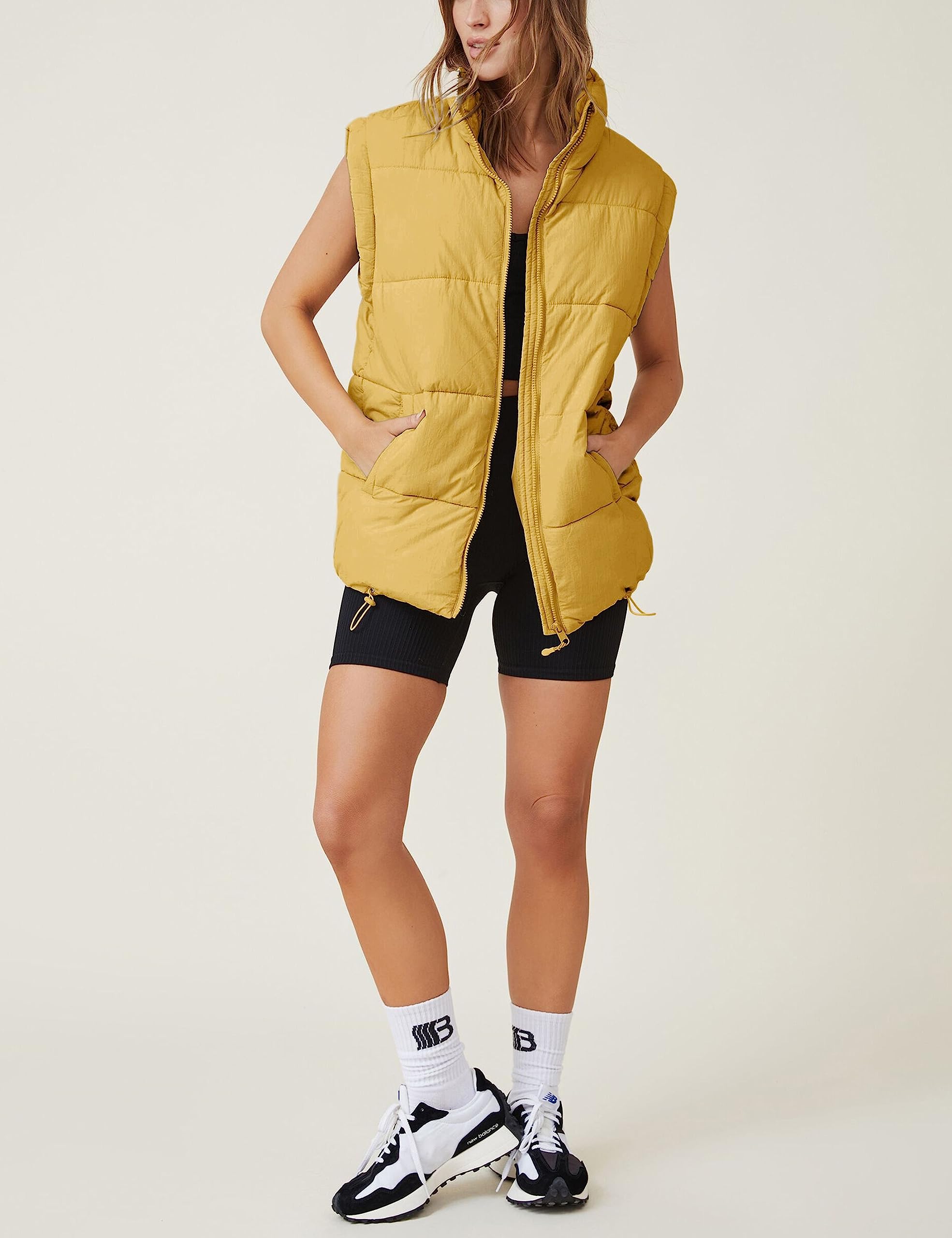 Zhiyouni Chalecos acolchados para mujer, sin mangas, con cuello alto, con cremallera