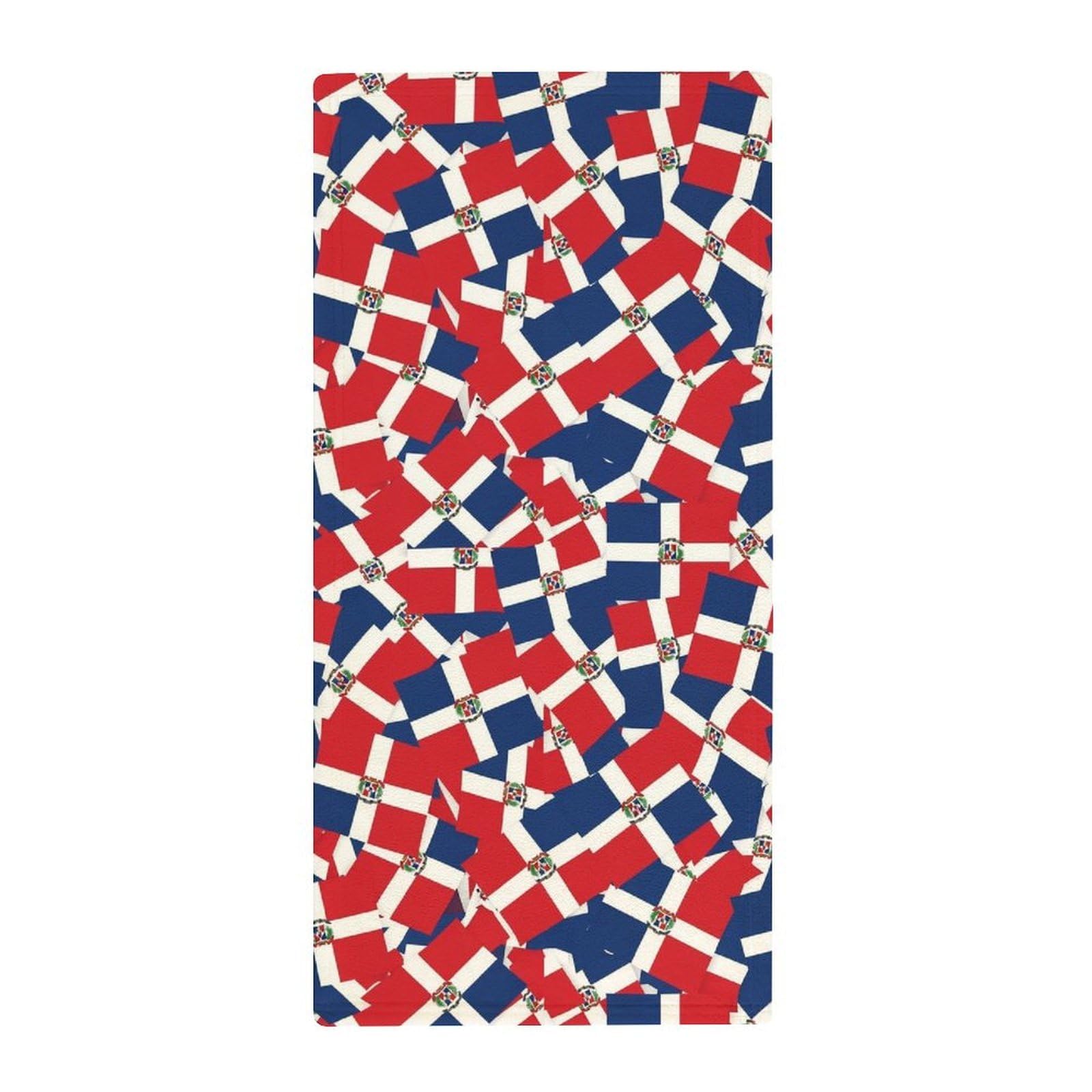 Anceky Premium Hotel Bath Towels, Dominican Republic Flag Wave Lightweight Hand Towels for Face, Hair & Luxury Guest Bathrooms