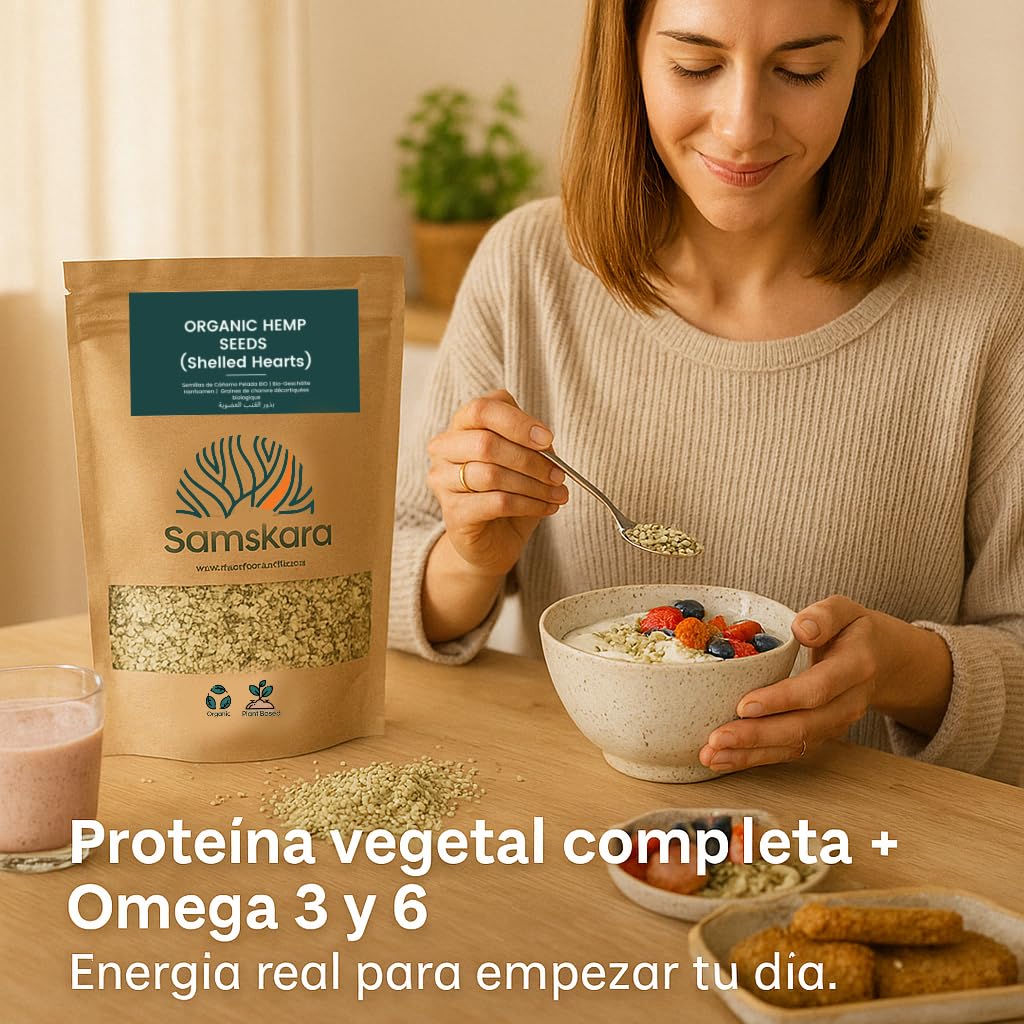 Semillas de Cáñamo Peladas BIO Samskara | Cáñamo Semillas Origen UE | Fuente de Omega 3 y 6, Proteína Equilibrada | Keto | Hemp Seeds para Batidos, Bowls, Toppings y Snack Saludable - 5kg