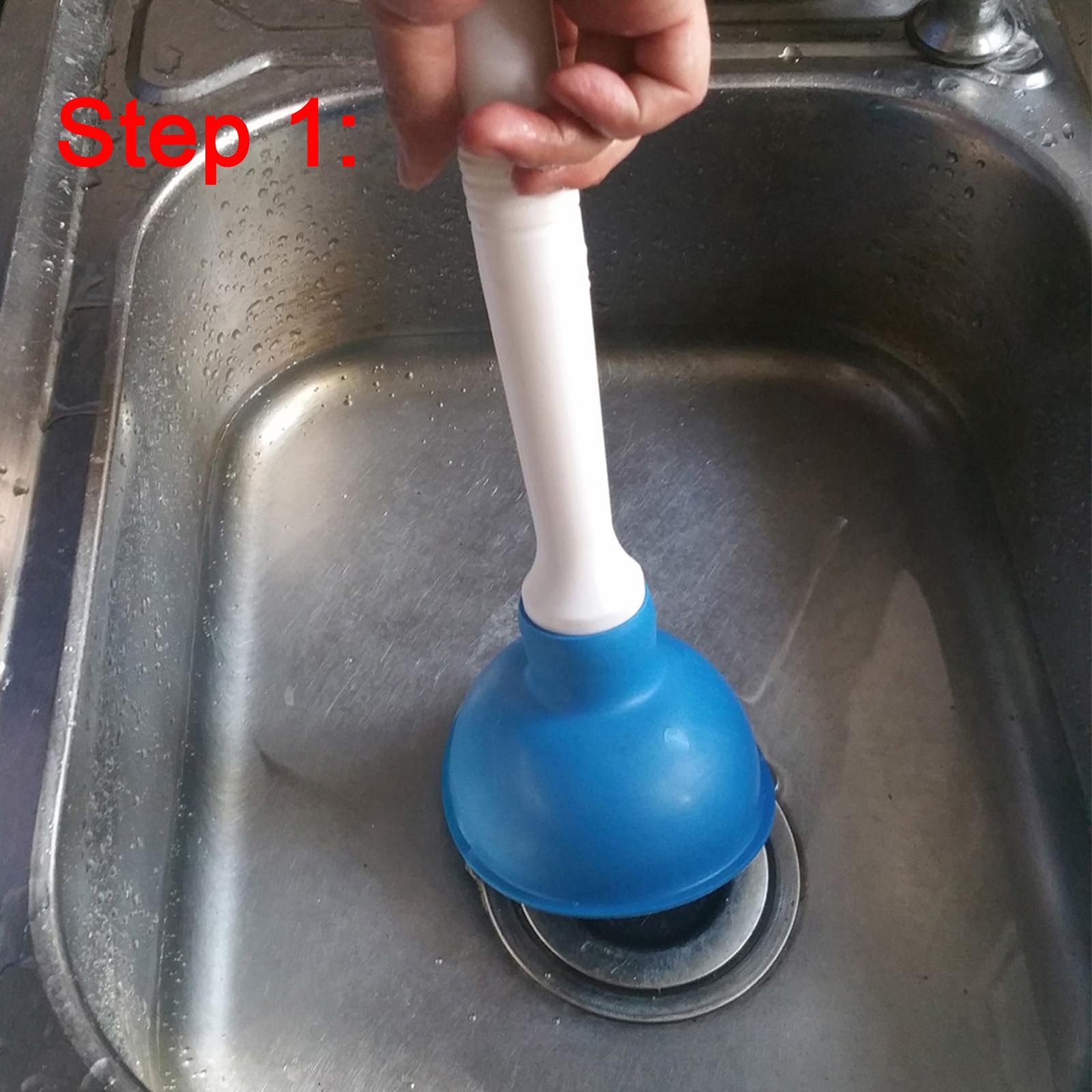 Desatascador Ventosa de Mano Pequeño, Mini Desagüe Émbolo de Color de 10 cm de Diámetro Interno, Mango de Plástico de 22 cm para Fregadero de Cocina, Inodoro, Baño, Ducha, Azul