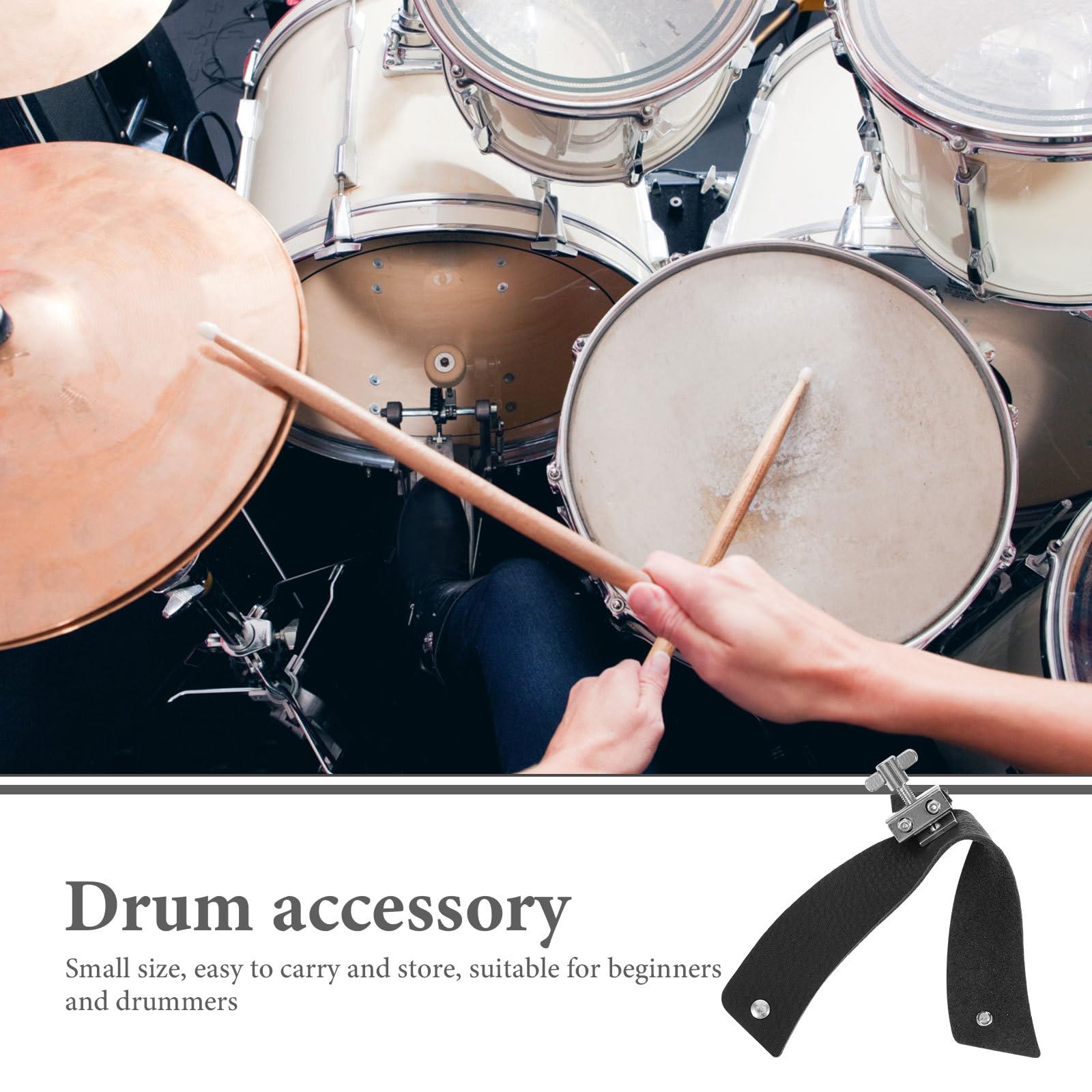Amortisseur de Tambour en Cuir Noir Contrôle de Tonalité, Facile à Installer, Accessoire pour Batterie Acoustique et Percussion