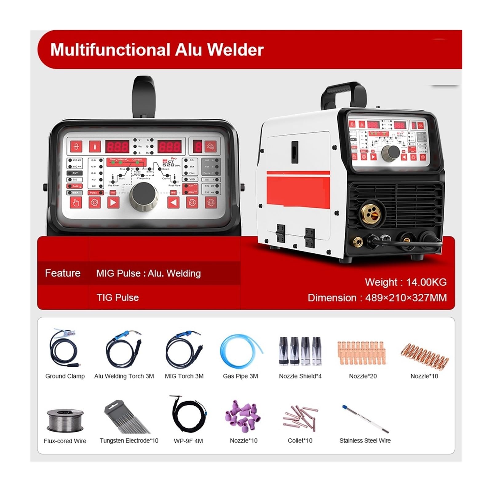 Kit de soldador, MIG WELDER Multifuncional MIG TIG, soldadura de aluminio en frío 6 en 1, máquina de SOLDADURA MIG para metal, electricidad, bricolaje (Color : 10tons 5tons, Size : 1)