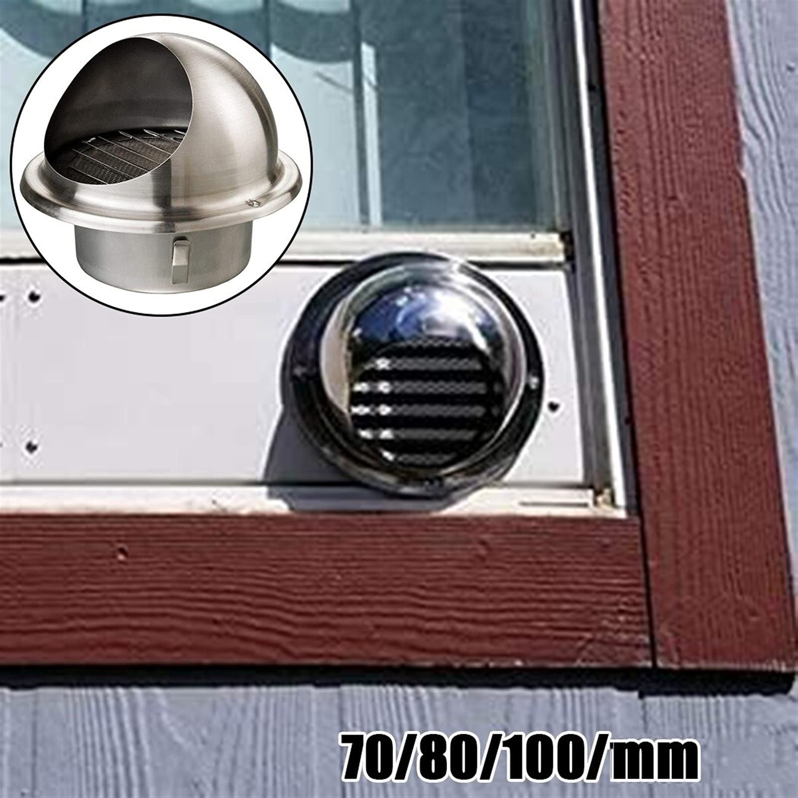 Kratka wentylacyjna ze stali nierdzewnej | Srebrny 70/80/100 mm: Do ściennego, sufitowego nawiewnika wentylacyjnego Rura wentylatora wyciągowego HVAC(70MM)