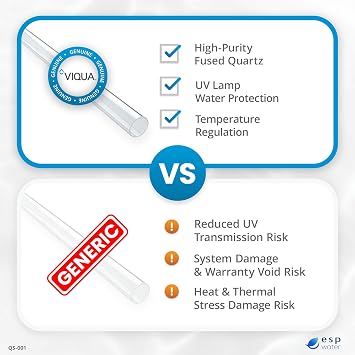 VIQUA QS-001 UV Quartz Sleeve, 13 Inch Open-Ended