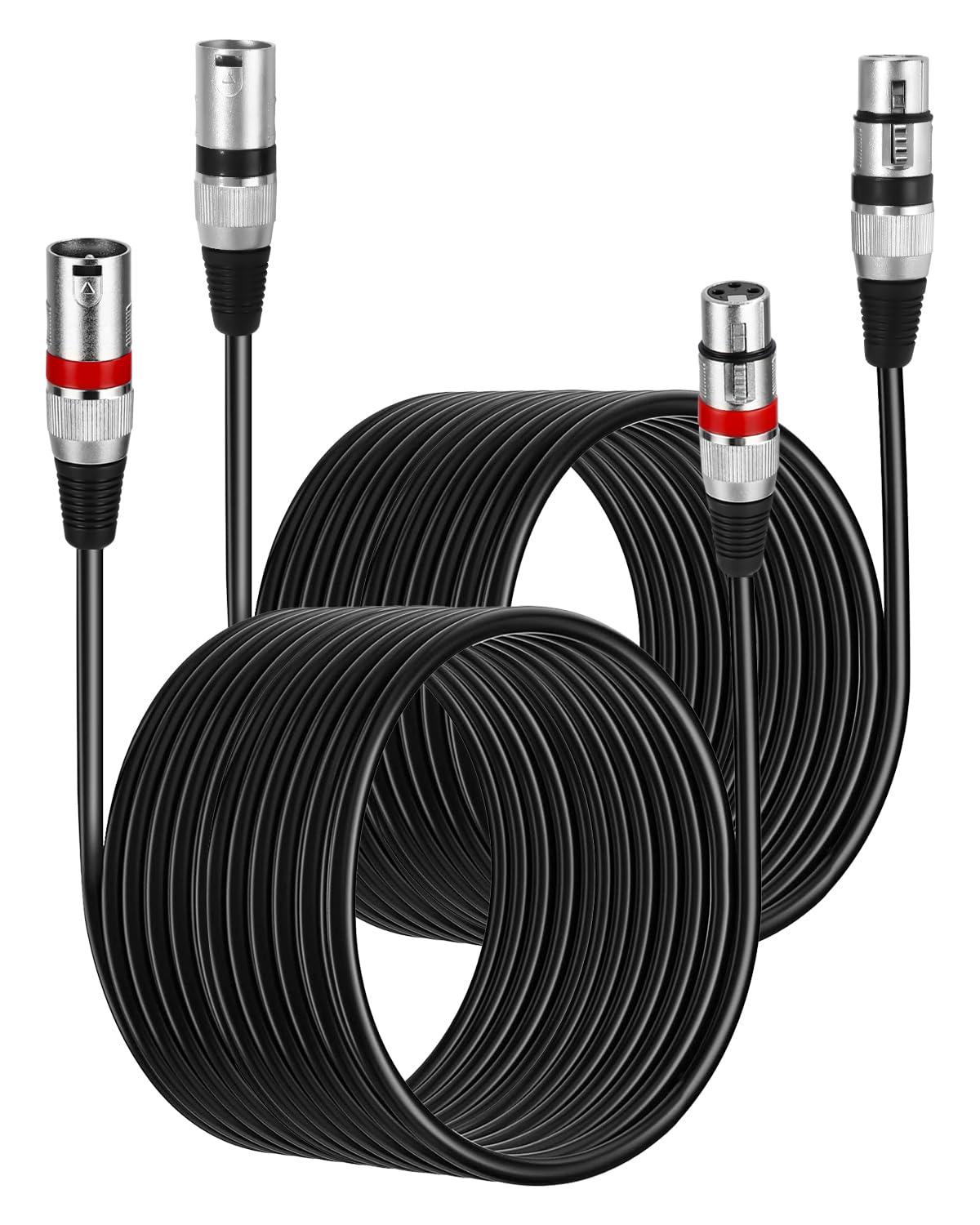 PERMUST 2 Pack Câble XLR 10M, Câble Microphone/Haut-Parleur Symétrique 3 Broches Mâle vers Femelle, Cordon Multicolore pour Micro, Table de Mixage, Podcast, DMX