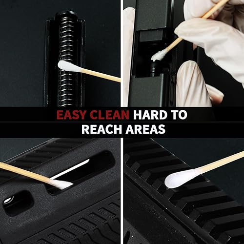 Miniatura 6 de Suministros de limpieza de armas PINGMIC - Juego de parches de limpieza de armas y hisopos de algodón largos, hisopos de algodón de 15 cm, paño sin