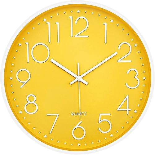 Miniatura 38 de Reloj de pared moderno verde para decoración de sala de estar, reloj de pared grande de 14 pulgadas, funciona con pilas, reloj analógico redondo