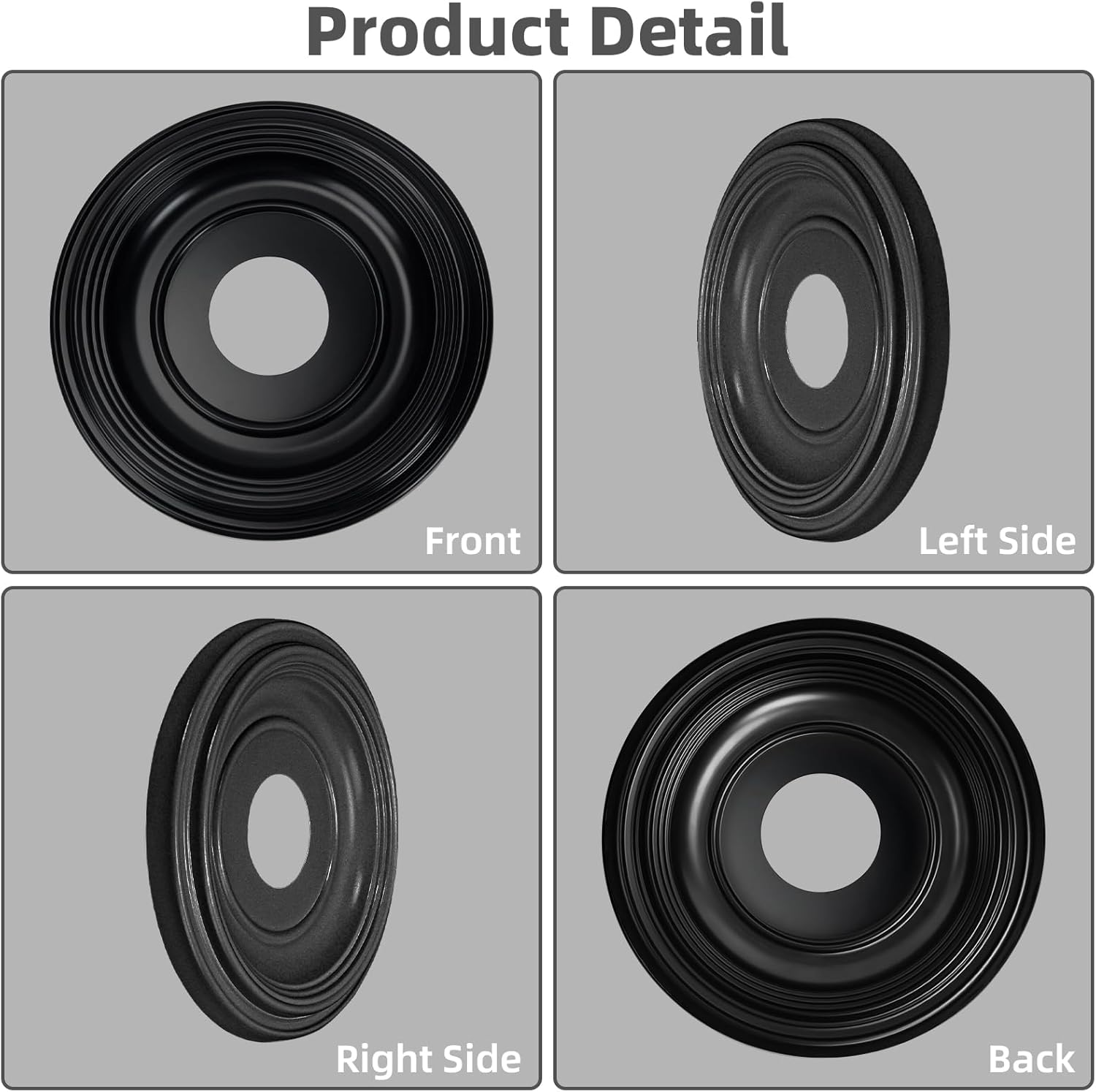 Art3d Non-Phthalate PVC Ceiling Medallion, Ceiling Light Cover Plate, Hole Cover for Light and Ceiling Fans, Fits Canopies up to 7.5", Ideal for Living Room, Bedroom, Renovation, 4 Pcs Set