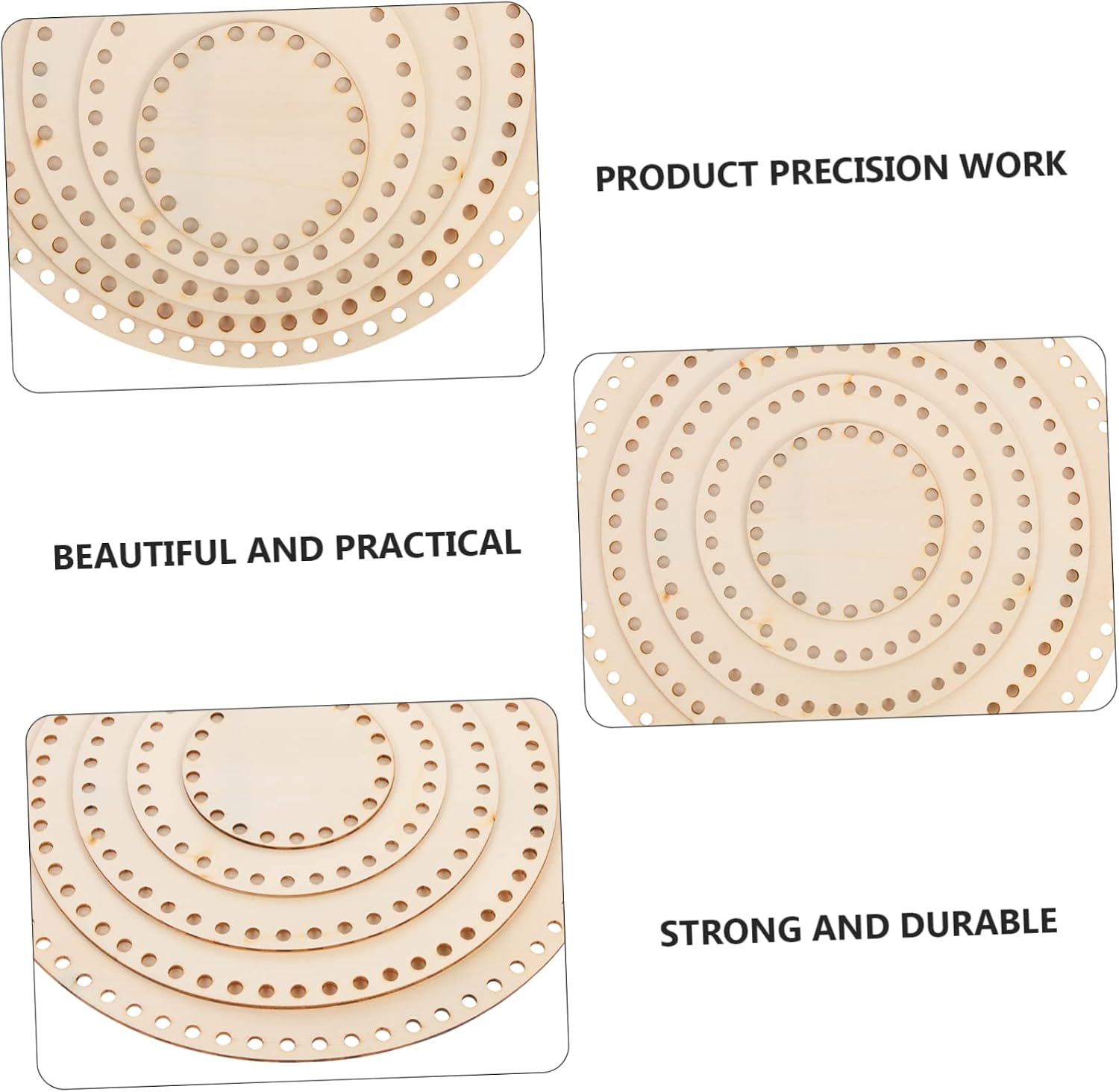 YOSADIER 5Pcs Round Wooden Basket Bottom Kit for DIY Weaving Crafts Natural Base for Crochet and Cross Stitch Projects for Beginners and Professionals with Paint