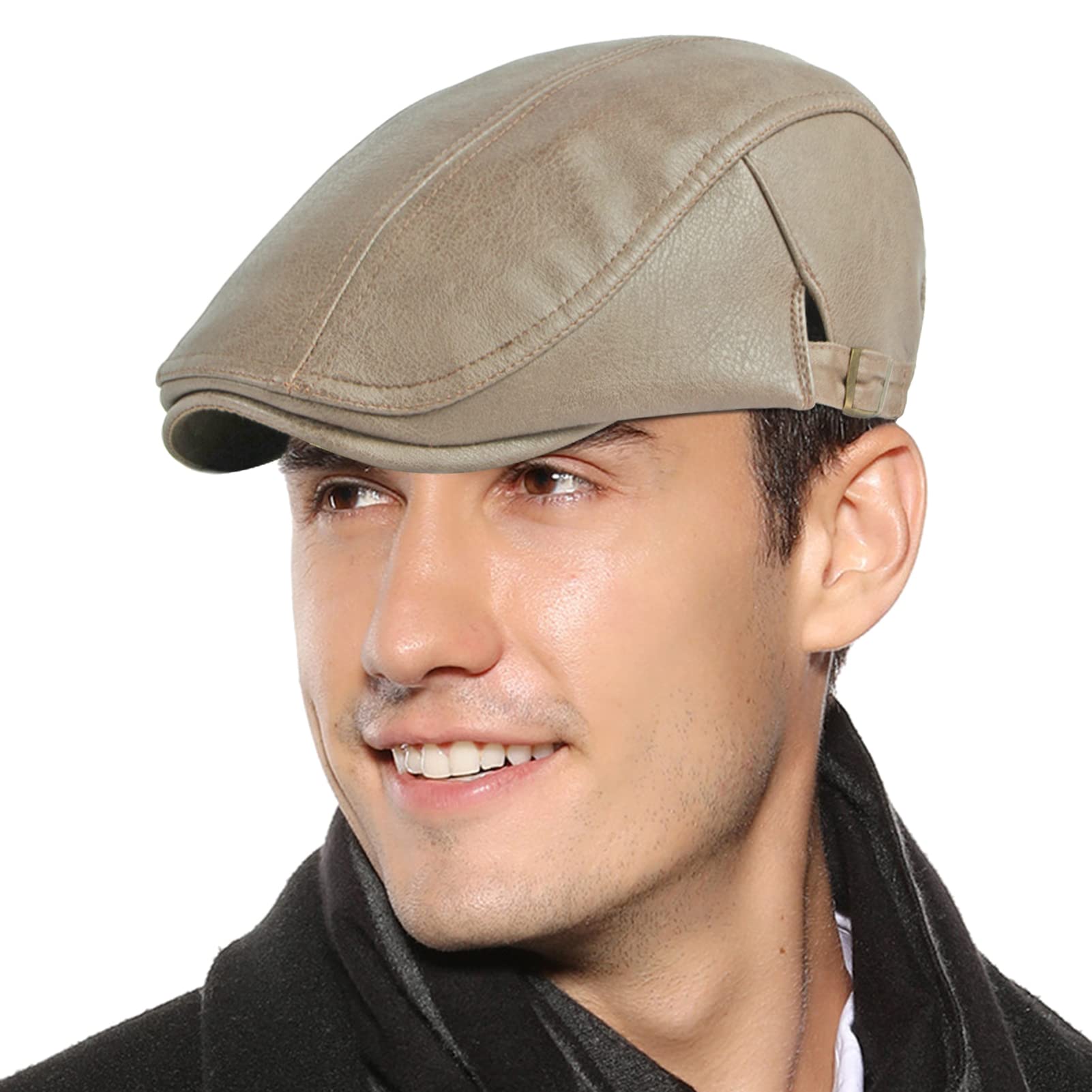AivtalkMen’s Newsboy Beret Cap Adjustable Cabbie Hat Driving Flat Ivy Cap