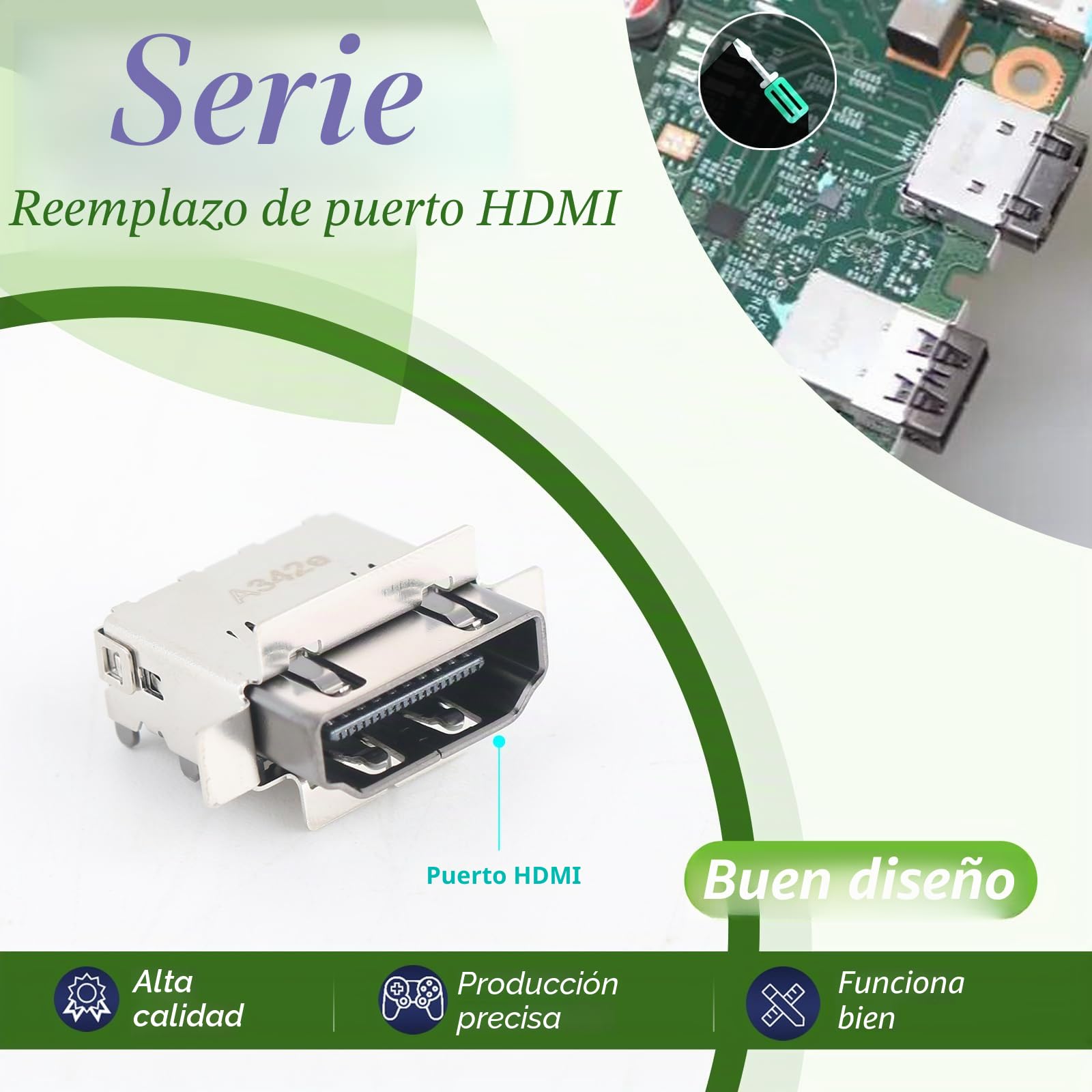 RongZy Para Xbox Series S HDMI Puerto para XSS Series S HDMI Port Conector de Interfaz del Puerto Accesorios Repuesto con Herramientas de Reparación Paratur