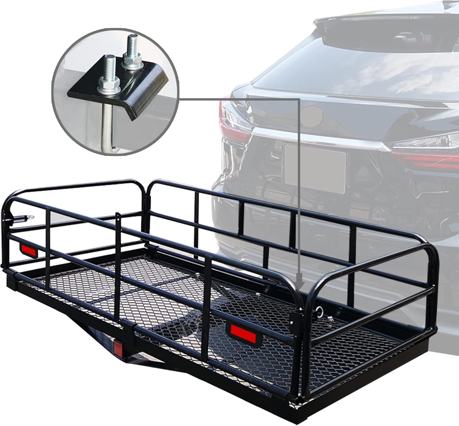 OKLEAD 400 Lbs Heavy Duty Hitch Mount Cargo Carrier 60" x 24" x 14.4" Folding Cargo