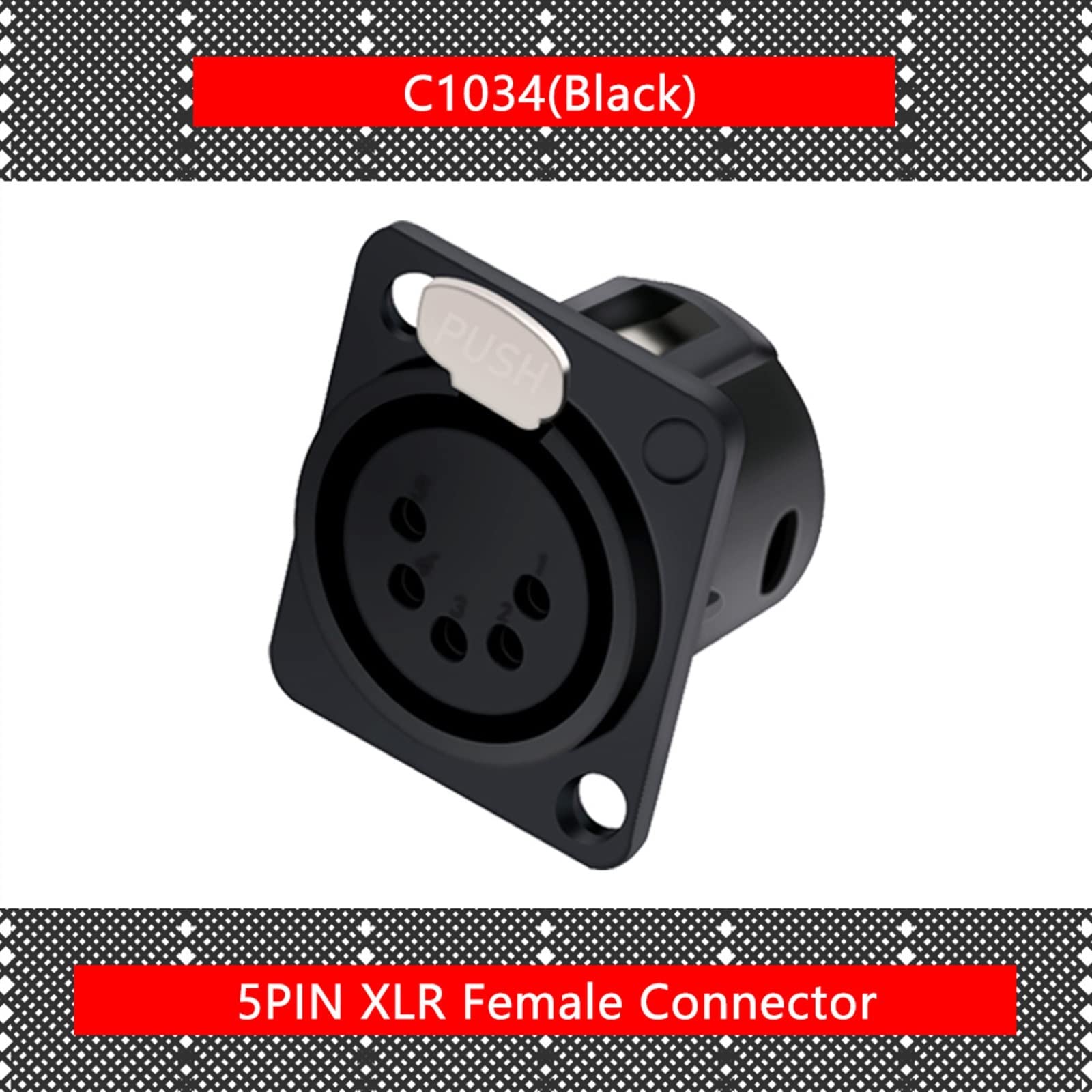 XLR-Panelmontage, 5-polig, XR-Stecker/Buchse, Mikrofonkabelanschluss, Mikrofonkabelanschluss, Gehäusekabelanschluss, 10 Stück (C1034x10)