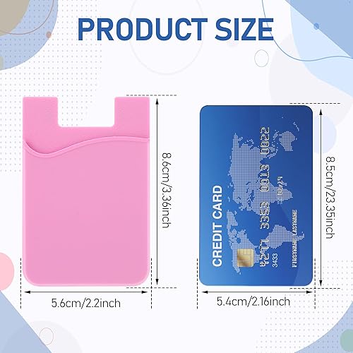 Miniatura 3 de Paquete de 5 carteras para teléfono, tarjetero de silicona para la parte posterior del teléfono, fundas para tarjetas de crédito, bolsillo para