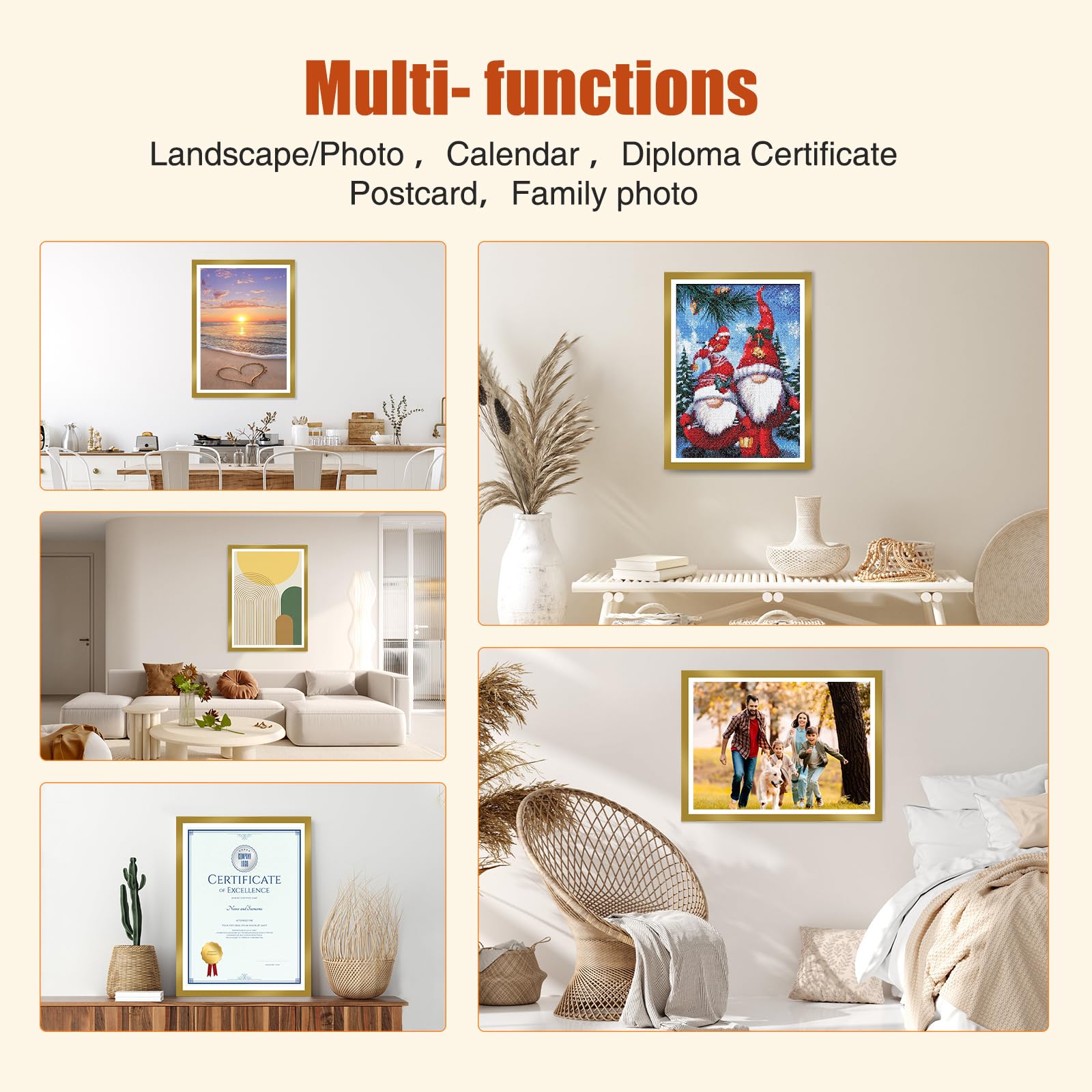 PATIKIL Cadre Photo Magnétique Autocollant Réutilisable Pour Peinture Diamant 30 X 40 Cm, Doré