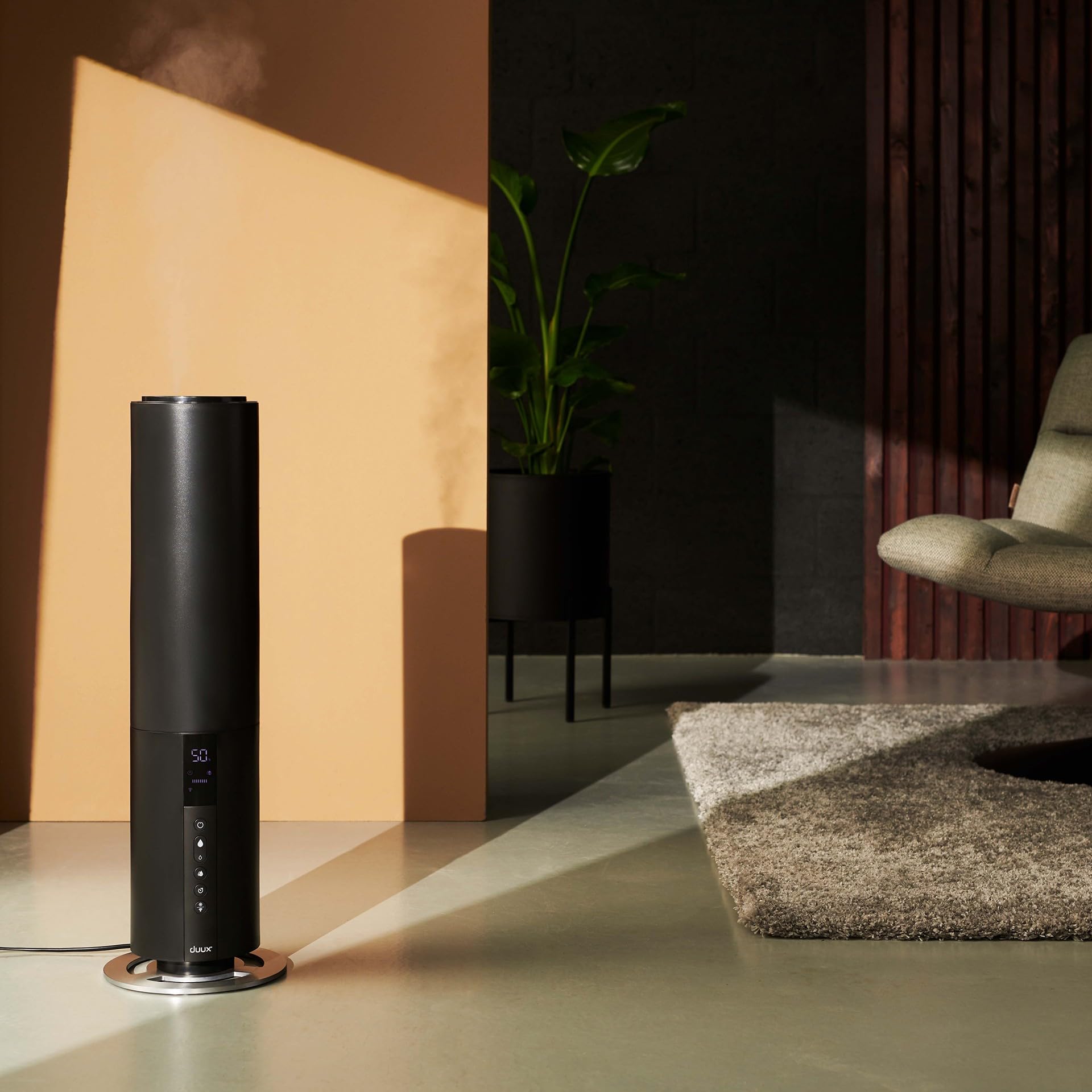 Duux Beam 2 Humidificador de aire silencioso - Humidificadores ultrasónicos para el hogar y el dormitorio - Producción de vapor 350 ml/h, 25 horas de uso - Mando a distancia integrado - (negro)