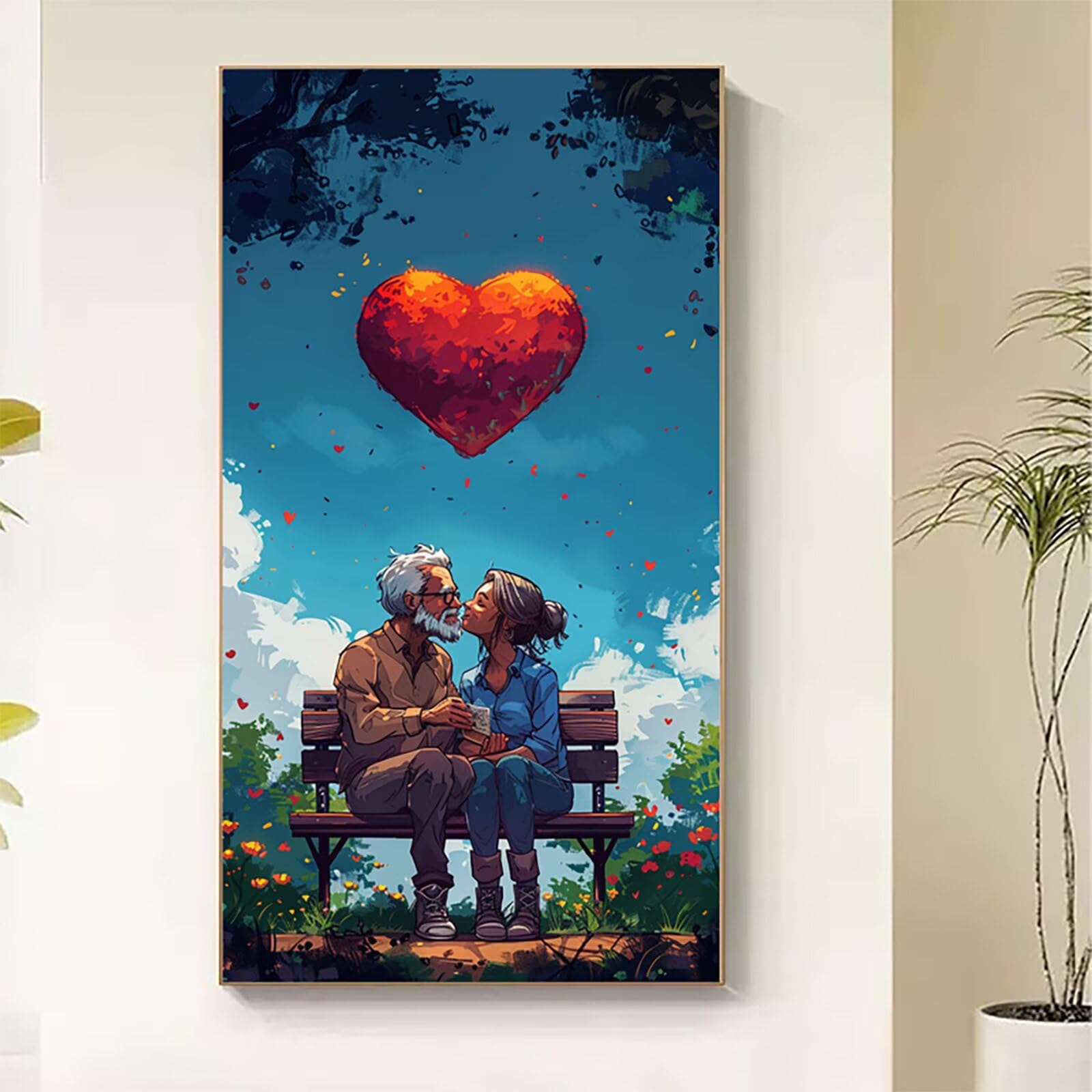 Dipingere con i Numeri Adulti Coppia, Dipingere con i Numeri Cuore, Fai da te Paint by Numbers per Principianti, Hobby Creativi Adulti, Painting by Numbers per Decorazioni Casa Regalo 80x160cm 4-9765