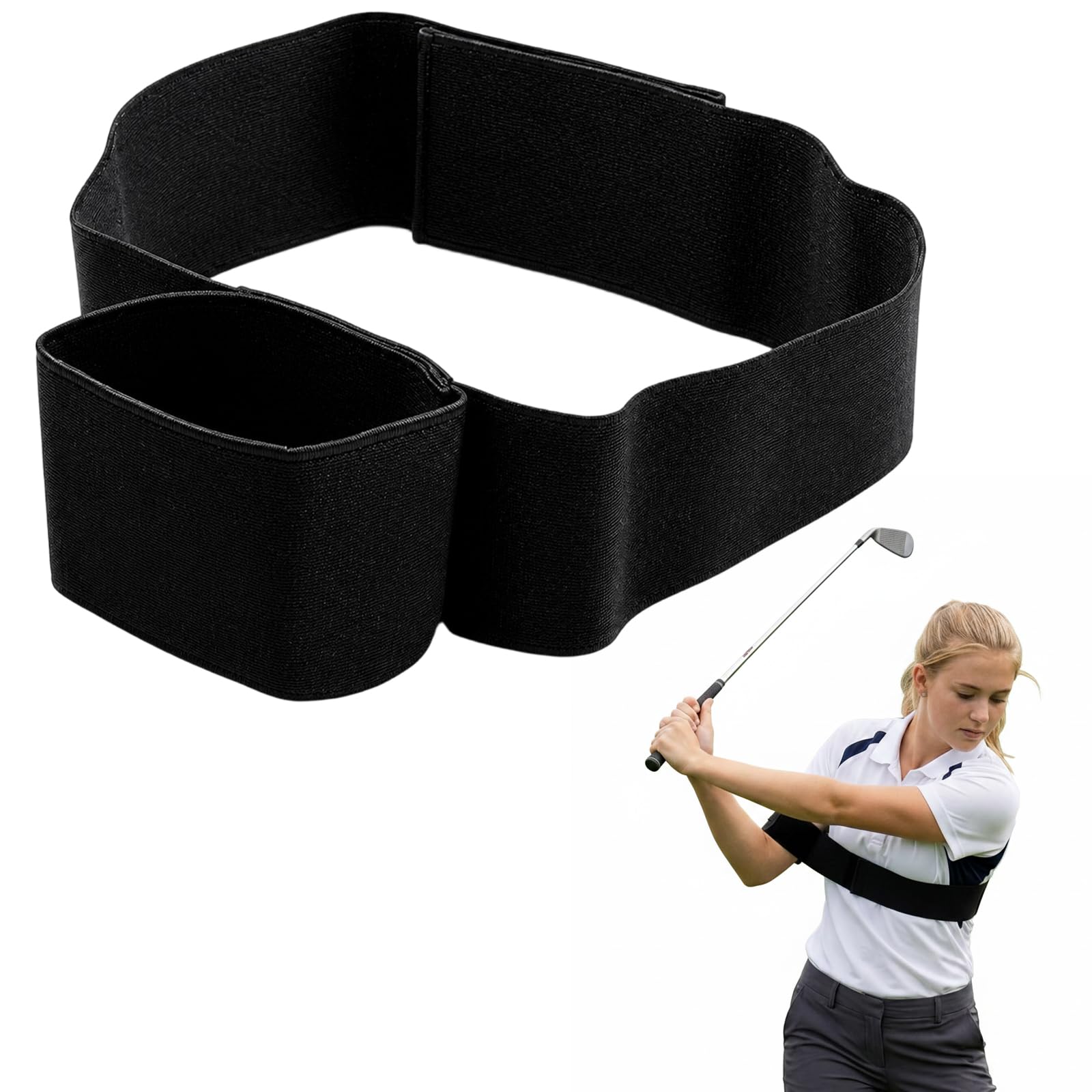 TRS Slider Golf Aid, Golf Training Aids for Swing Correction, Adjustable Arm Band for Muscle Memory Development, Portable Golf Swing Trainer for Indoor and Outdoor Practice, One Size Fits Most Golfers