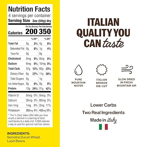 Miniatura 3 de Brami Superfood Pasta  Sabor italiano real  Fideos de pasta saludables con alto contenido de proteínas y fibra alimentados por granos de lupini, 8