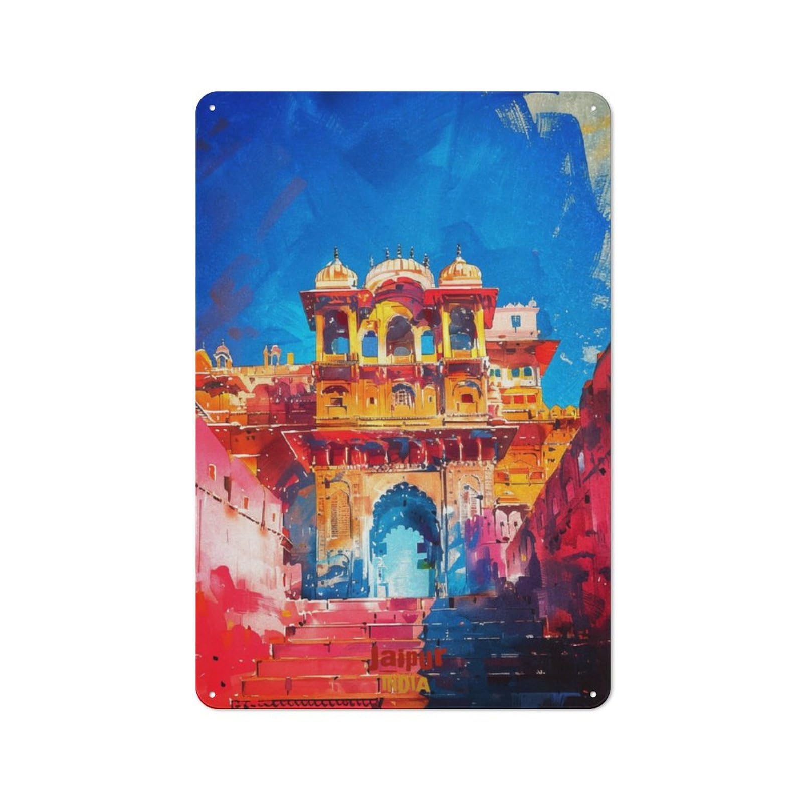 Junmoney Jaipur Art Tin Wall Plaque 30X20cm With For Studio Or Craft Room, For Cooler-Season Styling In Studio And Craft Room