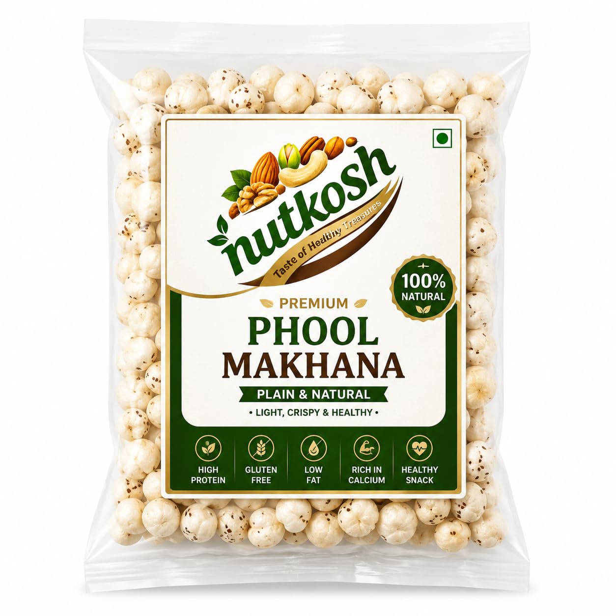 Nutkosh Premium Phool Makhana 900gm | Handpicked 4 Sutta Size High Protein Fox Nuts/Lotus Seeds | No added Preservatives & No artificial Flavours | High Protein & Fiber-image-49