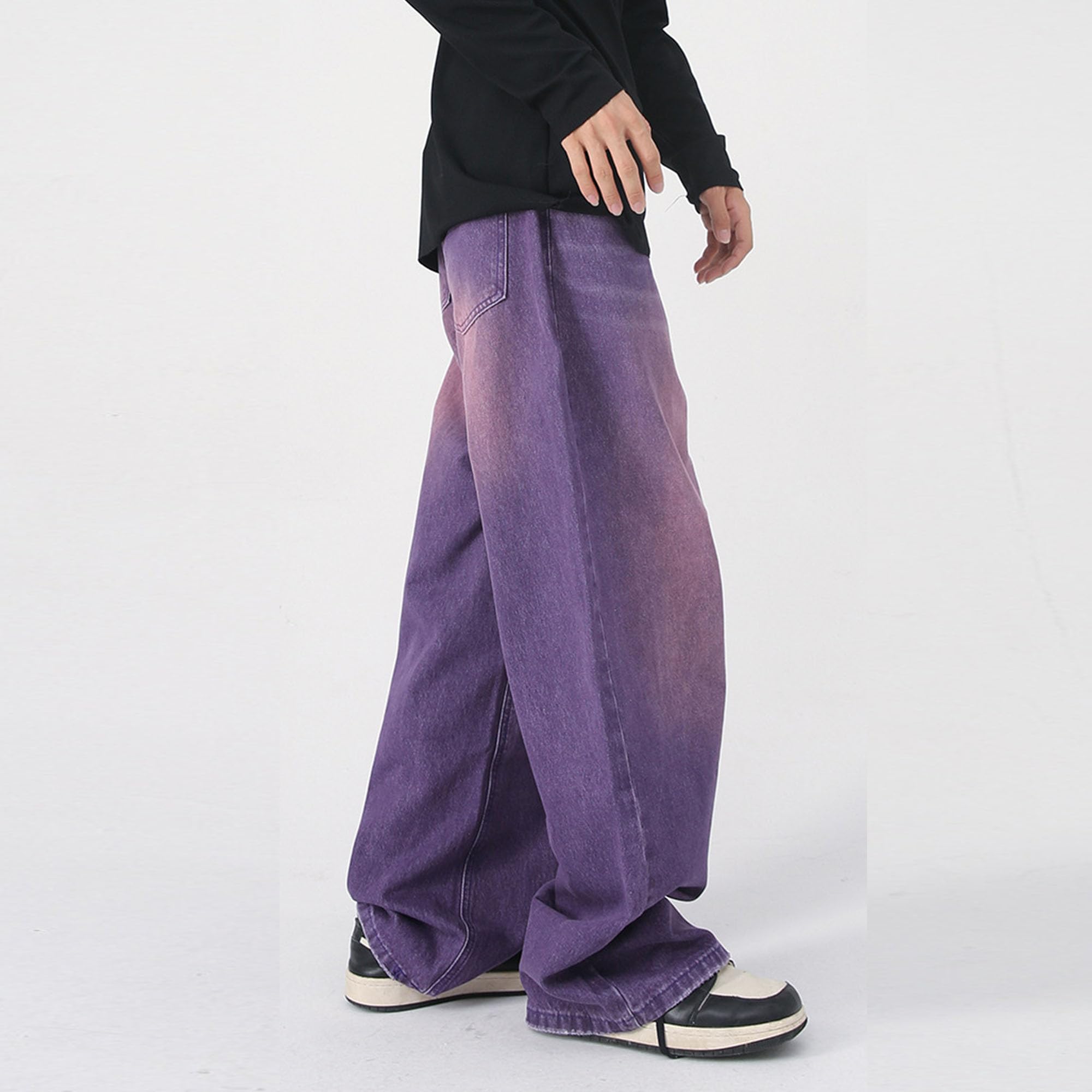 Mens Vintage Baggy Jeans Gamba Larga Skater Casual Denim Pantaloni per Gli Uomini Rilassati Jeans Classici Regolari